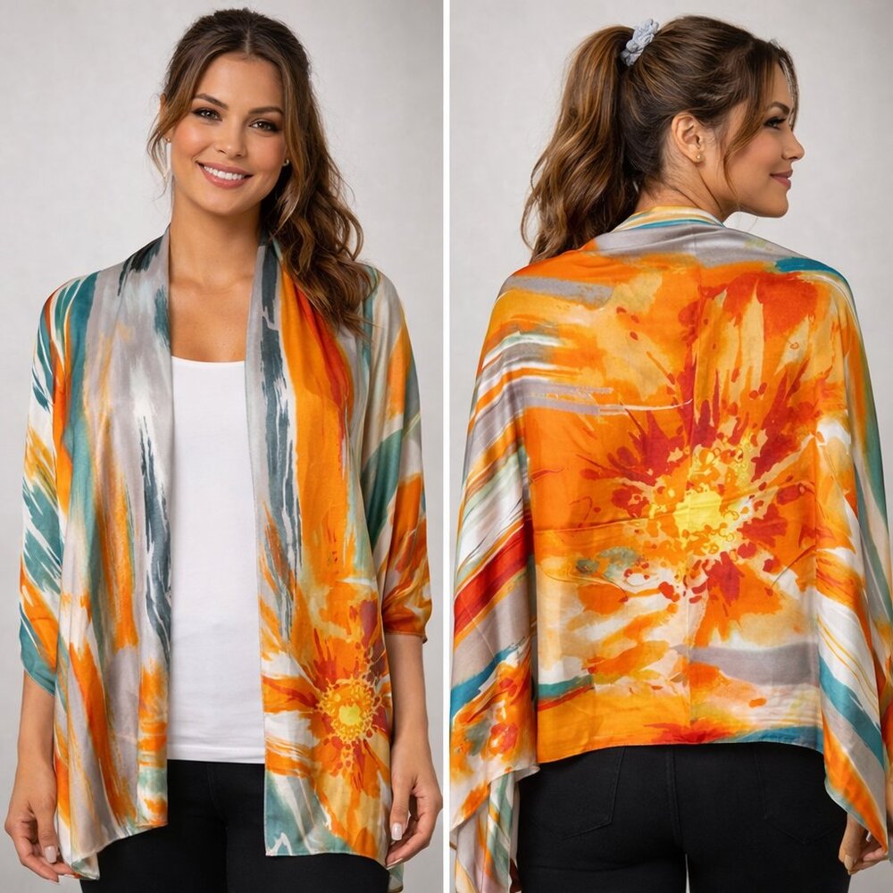 Kollie More Watercolor Shawl / Cape / Cover-Up / Wrap – ONE SIZE – NWT